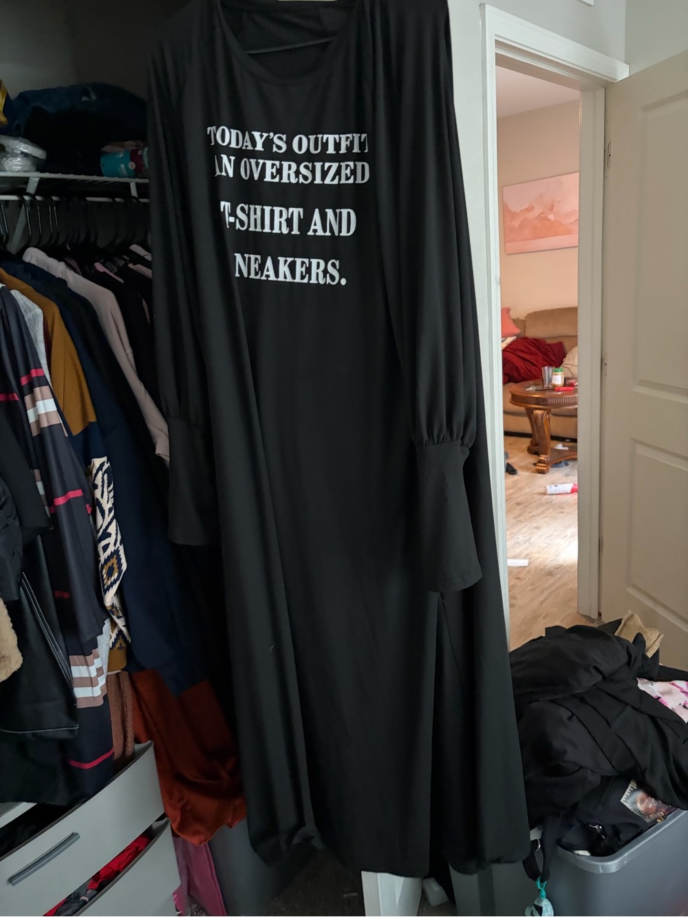 Black Maxi Dress with White Slogan